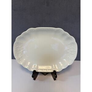Vintage Royal Semi Porcelain Wood & Son White 12.25” Platter Scalloped Edge